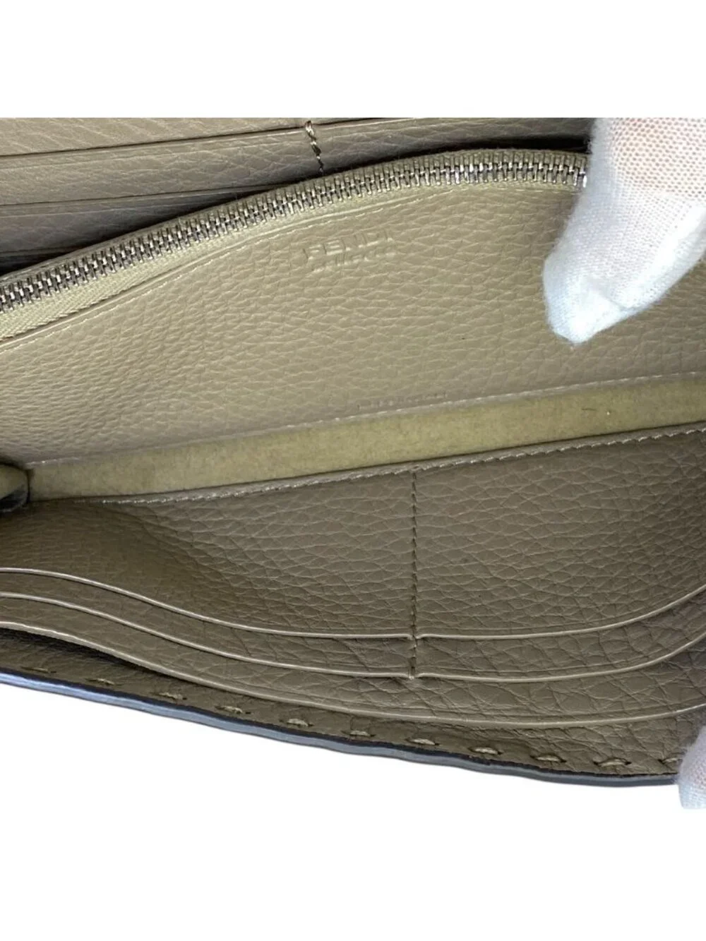 Fendi Selleria Wallet Bifold Leather Beige Practical Daily